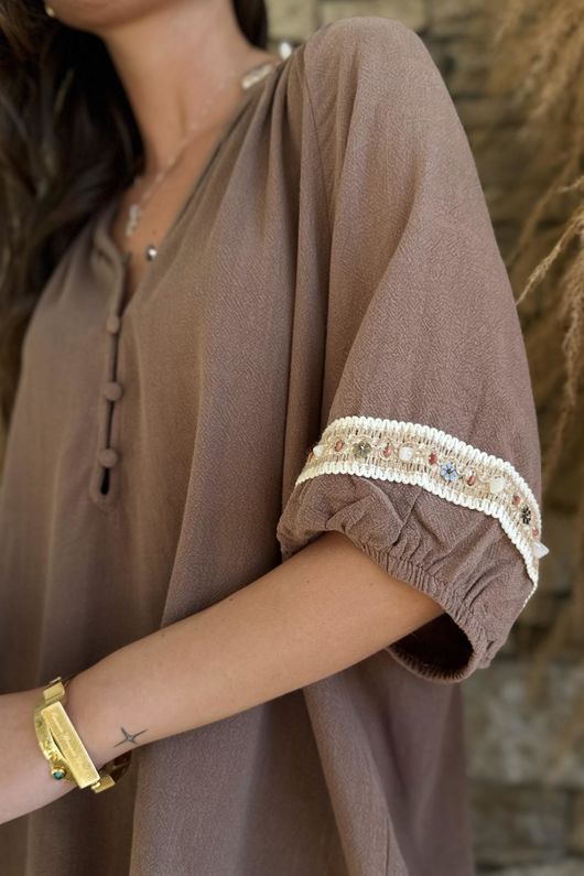 Dalt Vila Peasant Blouse Earth